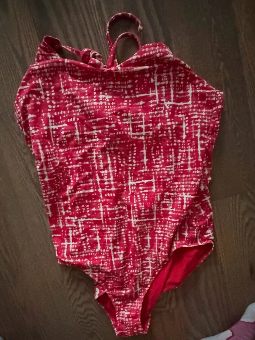 Athleta Red and White One-Piece Swimsuit, Large Tall